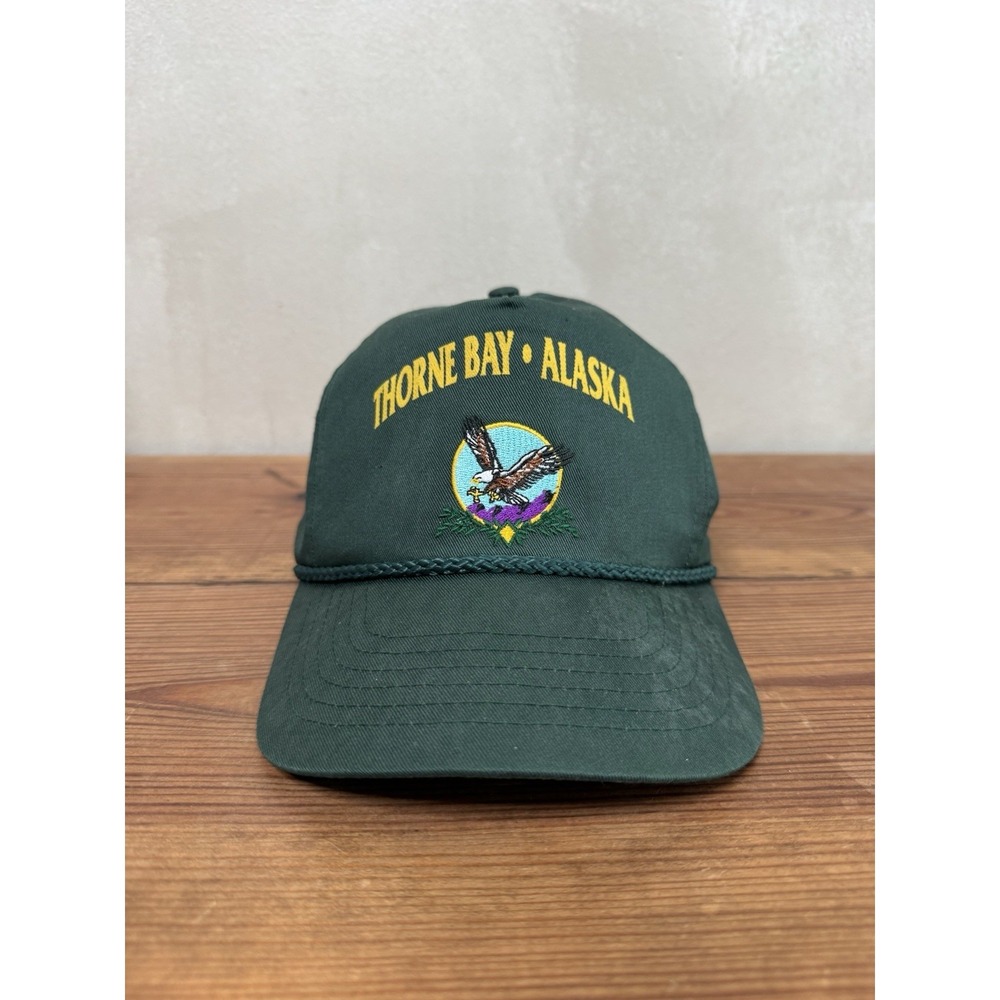 Vintage Thorne Bay Alaska SnapBack Ball Cap Rope Hat Eagle Logo Adjustable